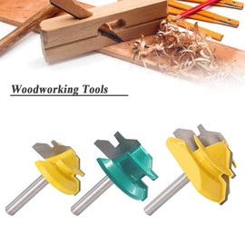 Mesee 3 Pieces 45 Degree Drawer Lock Miter Router Bits with 1/4 Inch Shank, Joint Milling Router Bit Set Woodworking Milling Cutter Tool for 1/2" 5/8" 3/4" Cutting Stock