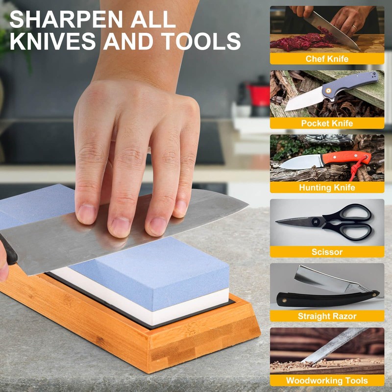 Angerstone Premium Knife Sharpening Stone–Whetstone 1000/6000 Grit, Whetstone Knife Sharpener