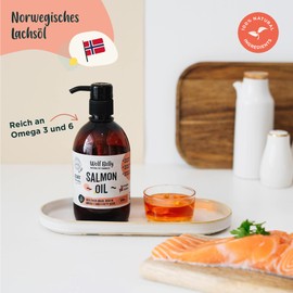 Wolf Belly - Salmon Oil Dogs (500 ml) Norwegian Salmon Oil for Dogs, Salmon Oil Cat Fur, Natural Fish Oil for Dogs Joints, Omega 3 for Dogs, Barf Oil Dog, High Dose Supplement