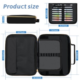 HAWGON Bible Cover for Women - Bible Case for Men Multi-Functional Stationery Organizer - Large Pencil Case Organizers - Bible Study Supplies for Home, Office, Travel - 11"x8"x2.5"(Black)