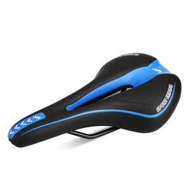 VOANZO Memory Sponge Bicycle Saddle Seat Pad for Mountain Bikes with Central Relief Zone and Ergonomic Design Suitable for Road Bikes and Mountain Bikes (Blue and Black)