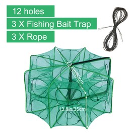 EATHEATY 3 Pack Minnow Fish Trap - Foldable Fishing Nets Cage for Crawfish, Crawdad, Pinfish, Perch, Catfish & Shrimp - Ideal for Lakes, Creeks & Bait Fishing