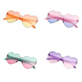 4 Pairs Heart Shape Party Glasses Funny Fancy Novelty Party Bag Filler Favors Creative Costume Party Supplies Decoration for Kids and Adults Photo Booth Props (Rimless/Heart Shaped)