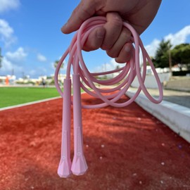 SPORTIVONETIC Skipping Rope for Adults & Children, Women & Men for Fitness, Crossfit, Sports, Boxing and Leisure - Adjustable Size - with Adjustment Clip - Speed Rope, Jump Rope (Pink)