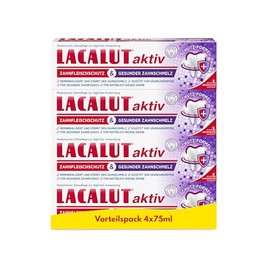 LACALUT Active Gum Protection & Healthy Enamel Pack of 4 (4 x 75 ml) - Medical Toothpaste for Strong Enamel, Healthy Gums & Natural White Teeth