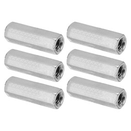 PATIKIL M5 x 0.8-Pitch 304 Stainless Steel Hex Coupling Nuts, 6Pcs 25mm/ 1" Length Coarse Fully Threaded Rod Coupling Nut Studding Connector Fasteners, Silver Tone
