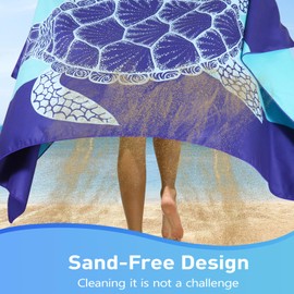 KUOGAS XXL Beach Towel 180 x 90 cm - Microfibre Bath Towel - Beach Towels Lightweight and Quick Drying - 100% Recycled Microfibre Towel - Beach Towel for Bathing (Sea Turtle)
