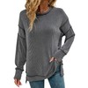 Remidoo Women's Side Slit Oversized Sweatshirt Ribbed Texture Crewneck Long