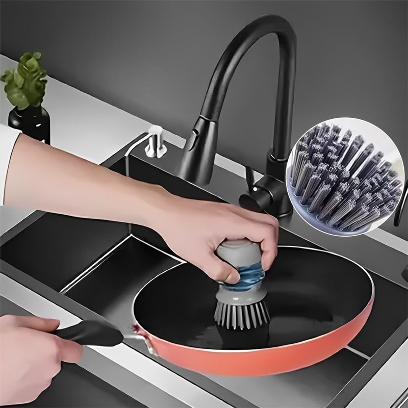TOMVAES Pot Brush with Soap Dispenser, Soap Dispensing Palm Brush,