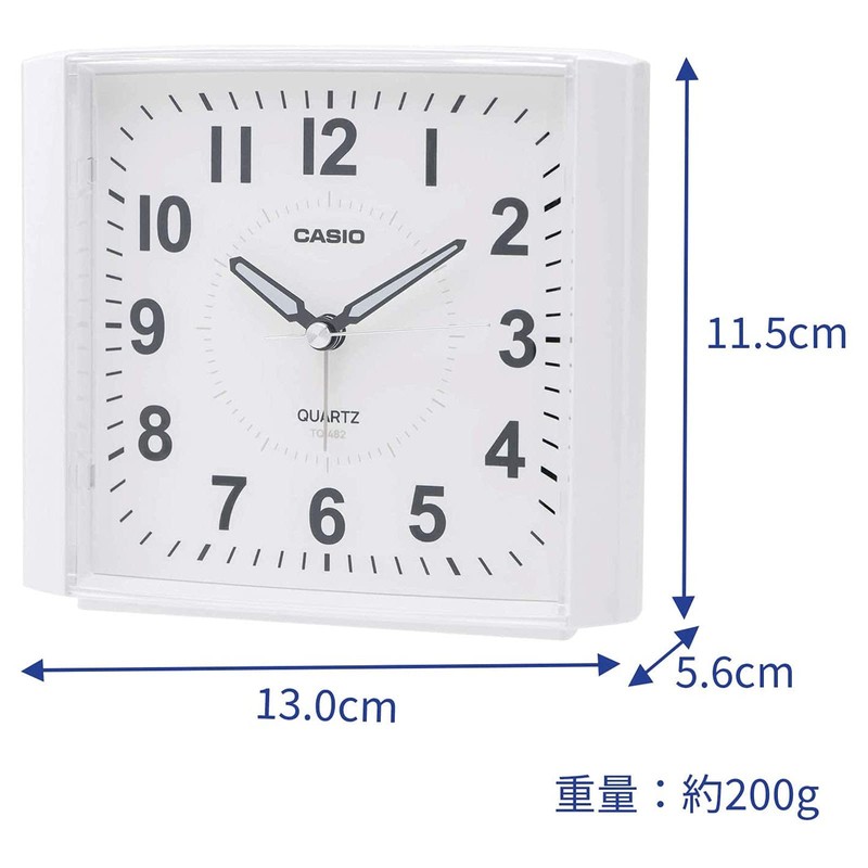 Casio TQ-482-7JF Alarm Clock with White Analog Standard Snooze Light