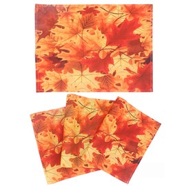 Greengoal Thanksgiving Placemats, Maple Leaves Placemats, Table Mats Non-Slip Heat-Resistant Washable, 12" x 18" (Set of 4)