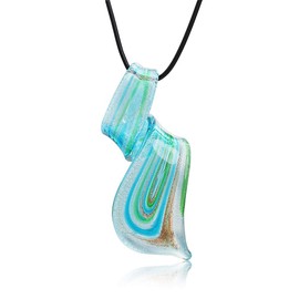 Aituo Murano inspired spiral flower heart-shaped coloured glaze necklace earrings set, Glazed