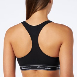 Champion Elastik Bantlı Yazılı Logo Sütyen, Siyah, XS