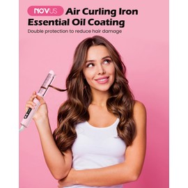 NOVUS Airflow Curling Iron for Lasting Curls - Ceramic Flat Iron Hair Straightener and Curler 2 in 1, Anti-Scald Curling Wand 1.25 Inch with 360° Cool Air, 4 Temps & Auto Shutdown, for Long Short Hair