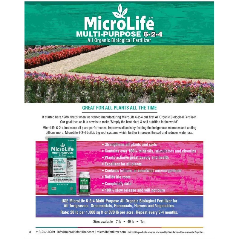 MicroLife Multi-Purpose (6-2-4) Professional Grade Granular Organic Fertilizer for All