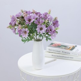 Artificial Simulation Flower 12 Heads Holland Chrysanthemum, Spring Flower for Home, Garden, Vase Decoration (Purple)