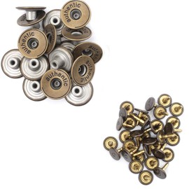 Trimming Shop Bronze 20 mm Metal Jeans Buttons Tack Connections with Back Pin for Clothing Repair, Jeans, Jackets - 10, Jeans Buttons and Hand Tool
