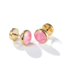 Colorful Punk Dot Barbell Screw Back Earrings Hypoallergenic for Sensitive Ears, Titanium, resin