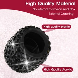 4Pcs Rhinestone Tire Valve Stem Caps Bling Diamond Stem Valve Caps Universal Car Tire Valve Caps Attractive Dustproof Tire Cap for Cars,SUVs,Bike,Trucks,Motorcycles (Black)