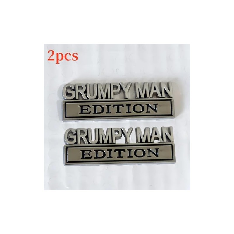 2PCS Metal Grumpy Man Edition Side Rear Front Emblem Badge