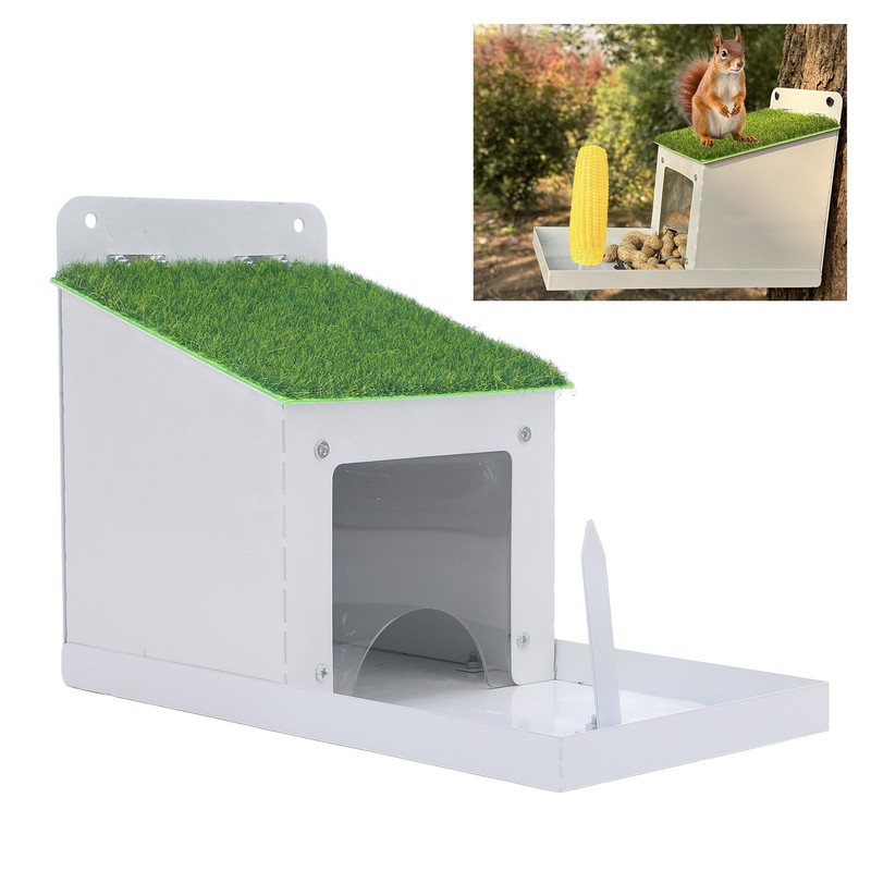 Squirrel Feeder, Solid Structure Weather Proof Metal Squirrel Feeding Box