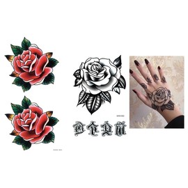 SKM002 201 Old School Tattoos Rose Tattoo Finger Tattoo Fake Tattoo 2 Sheets