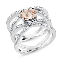 Gem Stone King 8X6MM Oval Gemstone Birthstone Criss Cross Engagement Ring For Women | 925 Sterling Silver | Fine Jewelry Gifts for Her Mom Women Wife | Available In Size 5, 6, 7, 8, 9