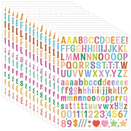 2280 Pieces 15 Sheets Colorful Small Letter Stickers,0.5 Inch self-Adhesive Alphabet Numbers Stickers,Cute Vinyl Letter Stickers for Mailbox,Scrapbooking,Signs,Doors,Enterprise,Address (Colorful)