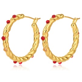 Tomovely Gold Chunky Earrings Hoops Earrings For Women Gold Hoop Earrings Hypoallergenic Lightweight Spiral Earrings