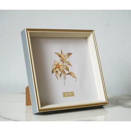 PLUSCHEN 7x7 Blue Beige Square Picture Frame, 7x7 Resin Photo Frame, Wall and Desktop Display Picture Frame, Plexiglass
