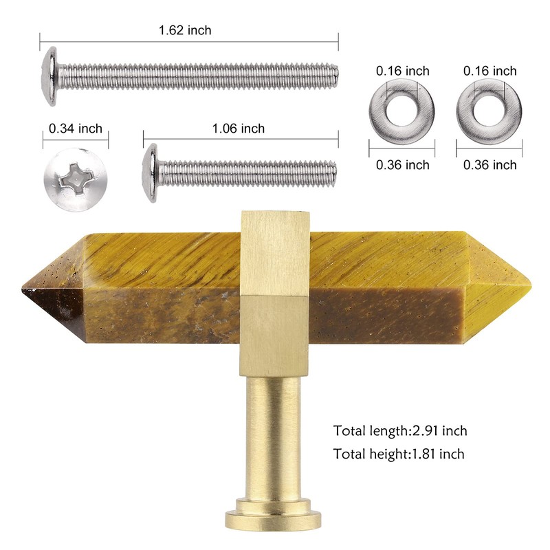 rockcloud Pack of 2 Crystal Point Stone Drawer Knobs with