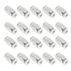 Motoforti Push to Connect Air Fittings 5/32" Male Thread Air Line Quick Connector Plastic Metal 1/8"BSPT 20 Pcs White Silver Tone