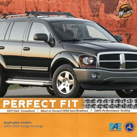 WEELMOTO Headlights for 2004-2005 Dodge Durango Headlight Assembly Pair for 04-05 Durango Replacement Clear Lens Black Housing Amber Reflector Fit 4-Door Sport Utility