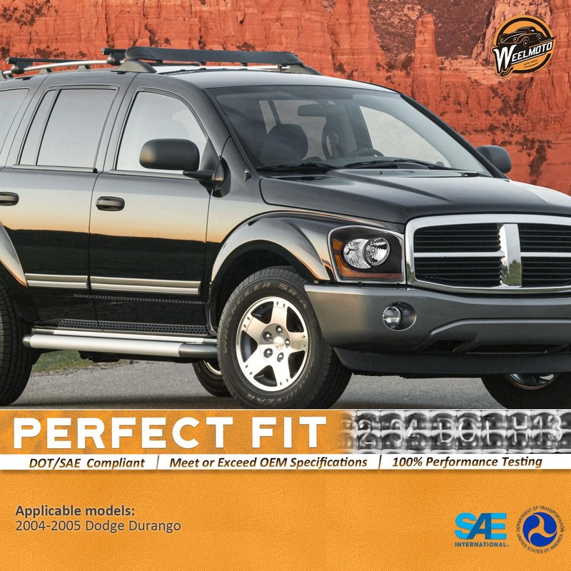 WEELMOTO Headlights for 2004-2005 Dodge Durango Headlight Assembly Pair for