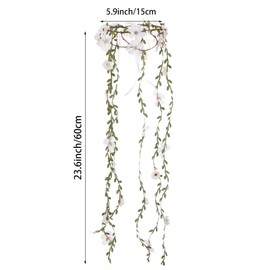 Lystaii Bohemian Flower Crown Headband White Floral Headpiece Wreath Wedding Forest Vine Crown for Bridal Wedding Festival Vacation Fairy Party Cosplay Photography Props