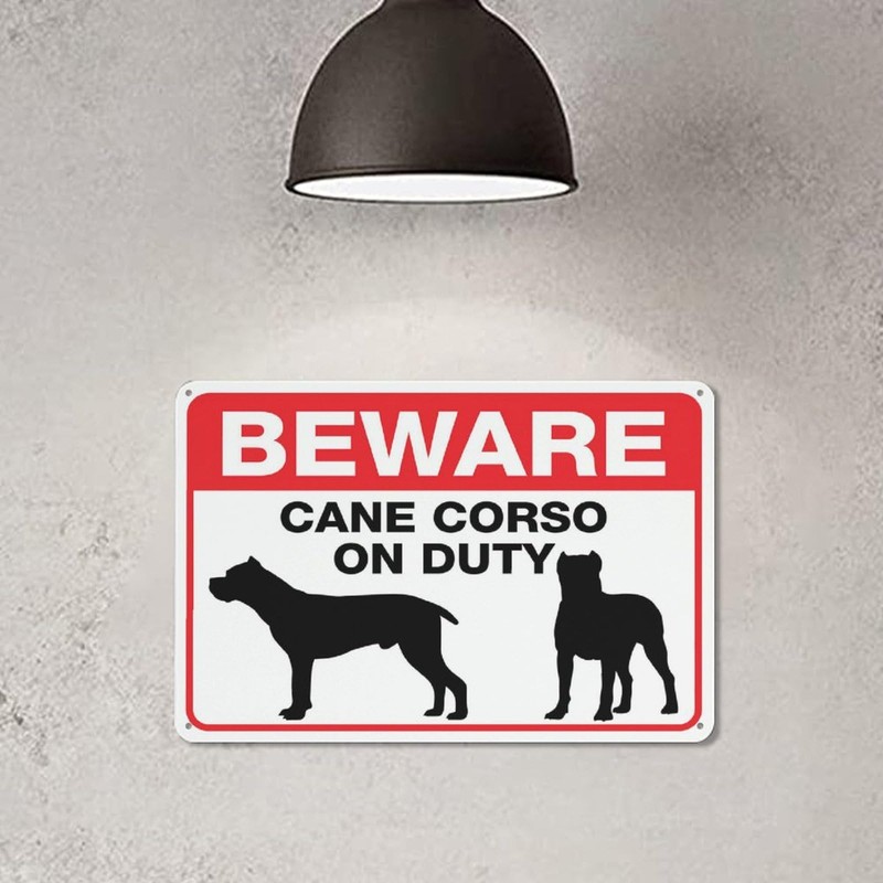 Beware Cane Corso On Duty Sign For Business 8"X12" Rust