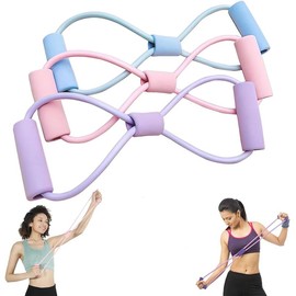 Arm Figure 8 Resistance Band, 3Pcs Yoga Gym Fitness Pulling Ropes, 8 Figure Shaped Tension Rope, 8 Shaped Elastic Pull Yoga Tension Rope for Chest Arm and Shoulder Stretch