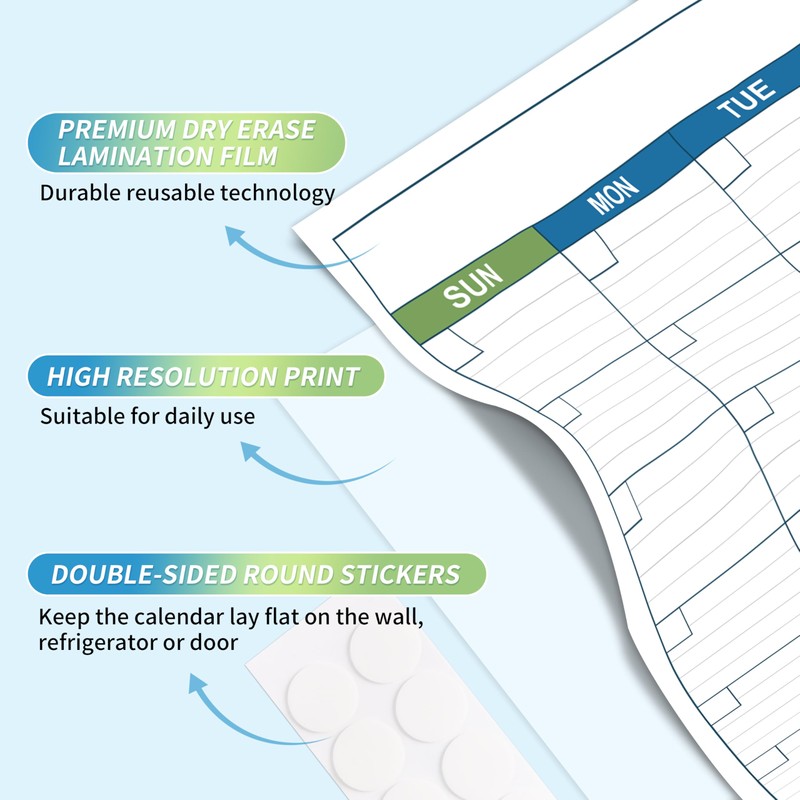 Large Dry Erase Calendar - Undated 1 Month Dry Erase
