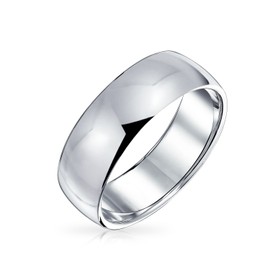 Unisex Simple Traditional Couples .925 Sterling Silver Dome Wedding Band Ring For Women Men 6MM Comfort Fit