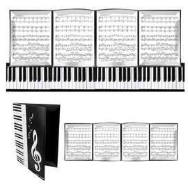 NCCHDZSW Music Folder for Music Sheets 6 Sided Music Sheets A4 Waterproof Black Choir Folder Music Foldable Organiser for Music Sheets Piano Guitar Violin