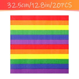 Tabanzhe 20Pcs Rainbow Napkins,Square Party Serviettes,Tableware Accessory for Birthdays,Father's Day,Graduation and All Occasions