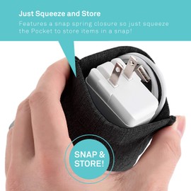 Pocket for Earphone and Charger Snap & Store Padded Accessory Travel Pouch for AirPods Pro, Earbuds in Black