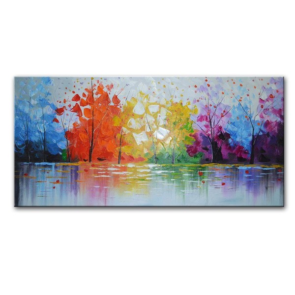 EVERFUN ART Hand Painted Palette Knife Oil Painting Modern Abstract