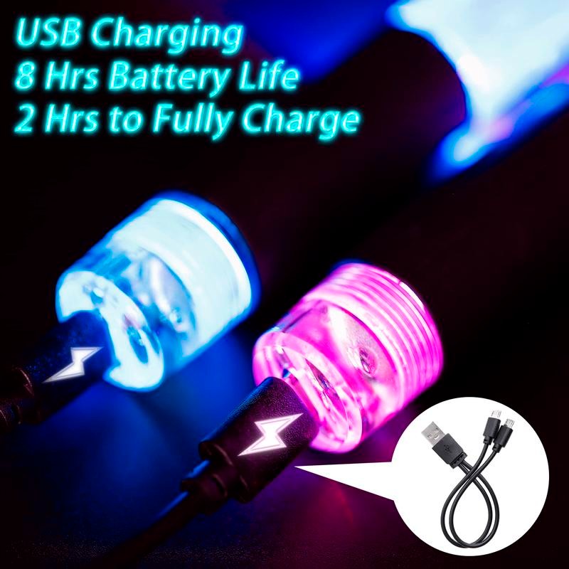 Rechargeable LED Light Up Drum Sticks 15 Color Changing Drumsticks