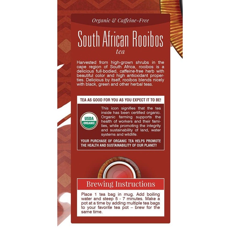 Davidson's Organics, South African Rooibos, 25-count Tea Bags, Pack of