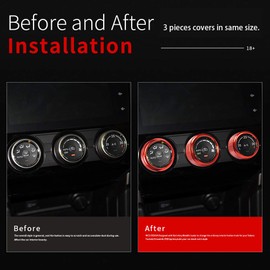 Auovo AC Knob Cover Accessories for Subaru Forester 2014-2018 Crosstrek XV 2013-2017 Impreza 2014-2016 WRX/STi 2015-2020 Air Conditioning Knob Cover Trims AC Climate Control Knob Rings (Red)