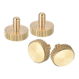 sourcing map M3x5mm Knurled Thumb Screws, 4pcs Flat Knurled Head Fully Threaded Brass Thumb Screws Bolts Grip Knobs Fasteners