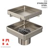 Hydroware Shower Drain - Stainless Steel Square Shape Shower Floor