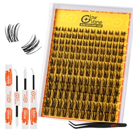 Cluster Lashes Kit, Glowvane Manga Cluster Lashes Kit, Reusable Eyelashes Individual Kit with Lash Bond and Seal and Lash Applicator, Easily DIY Eyelash Extension at Home(Manga 02-V04)
