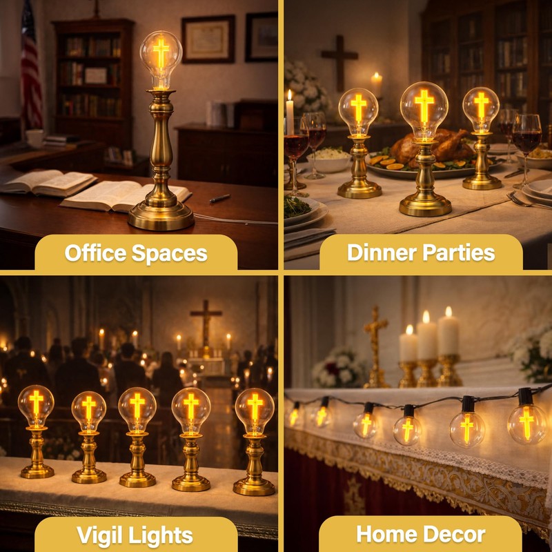 Mandala Crafts 3W Cross Light Bulbs with Crucifix Design (4